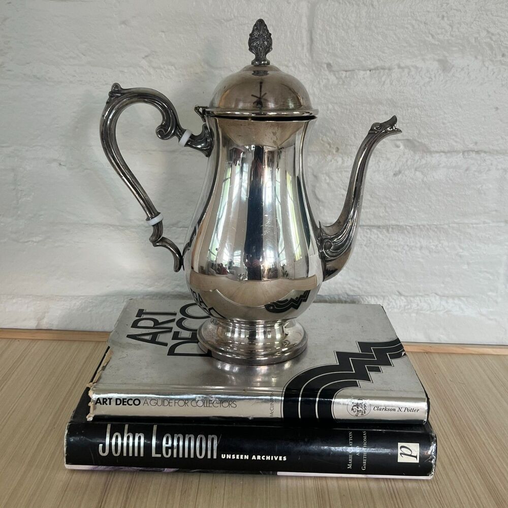Vintage Leonard Silverplate Tea Pot with Ornate Floral Design
